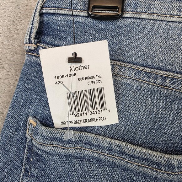 Mother Jeans Womens 31 Mid Rise Dazzler Ankle Fray Stretch Riding Cliffside - Picture 11 of 16